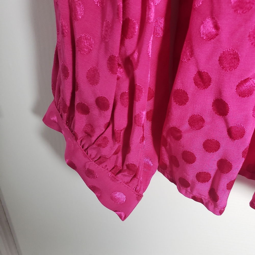 NWT Charter Club Fushia Polka Dot Long Sleeve Blouse - Picture 6 of 10